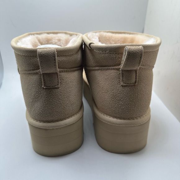 CUSHIONAIRE Women's Genuine Suede pull platform boot +Memory Foam 8.5 SAND - Picture 4 of 7